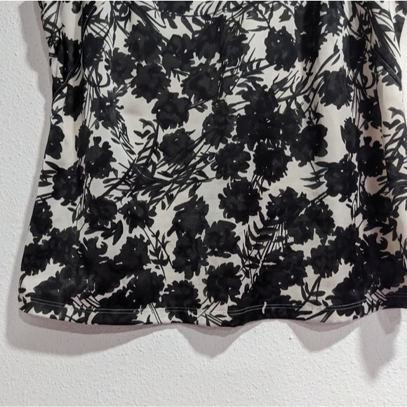 Ann Taylor Factory Tank Top Black White Floral Sleeveless Shirt, Womens Large - Picture 5 of 6